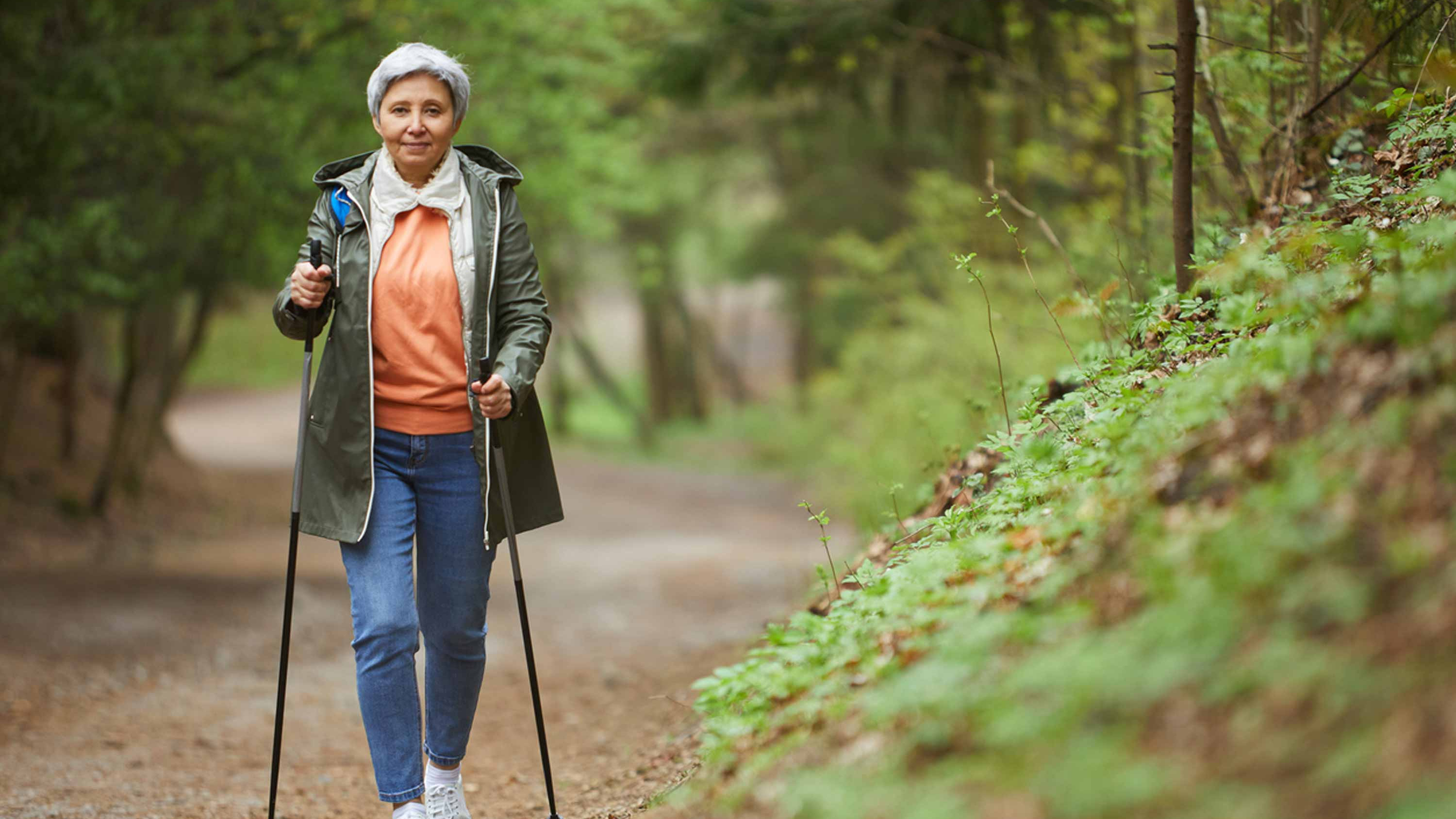 Woman walking on trail