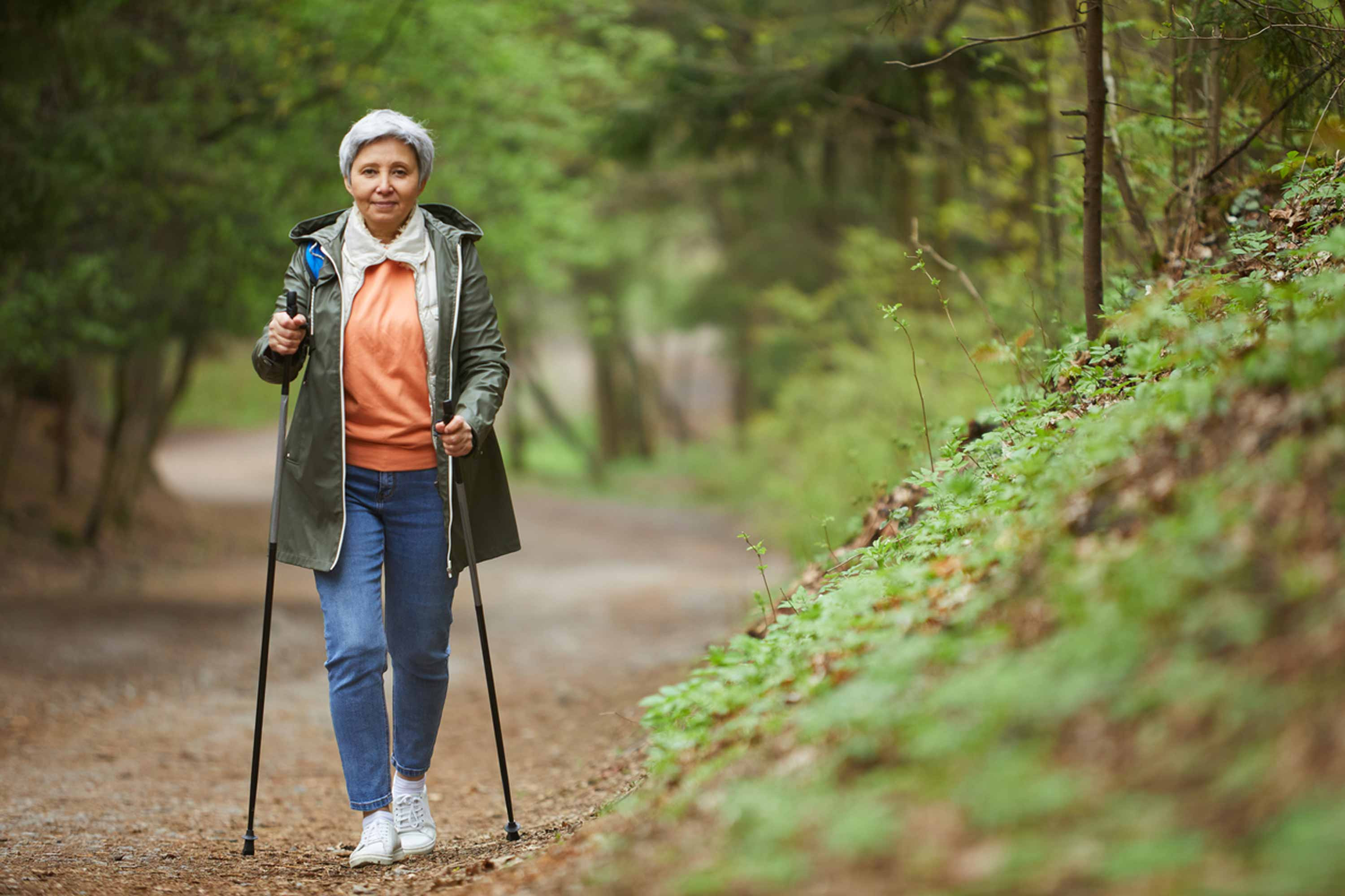 Woman walking on trail