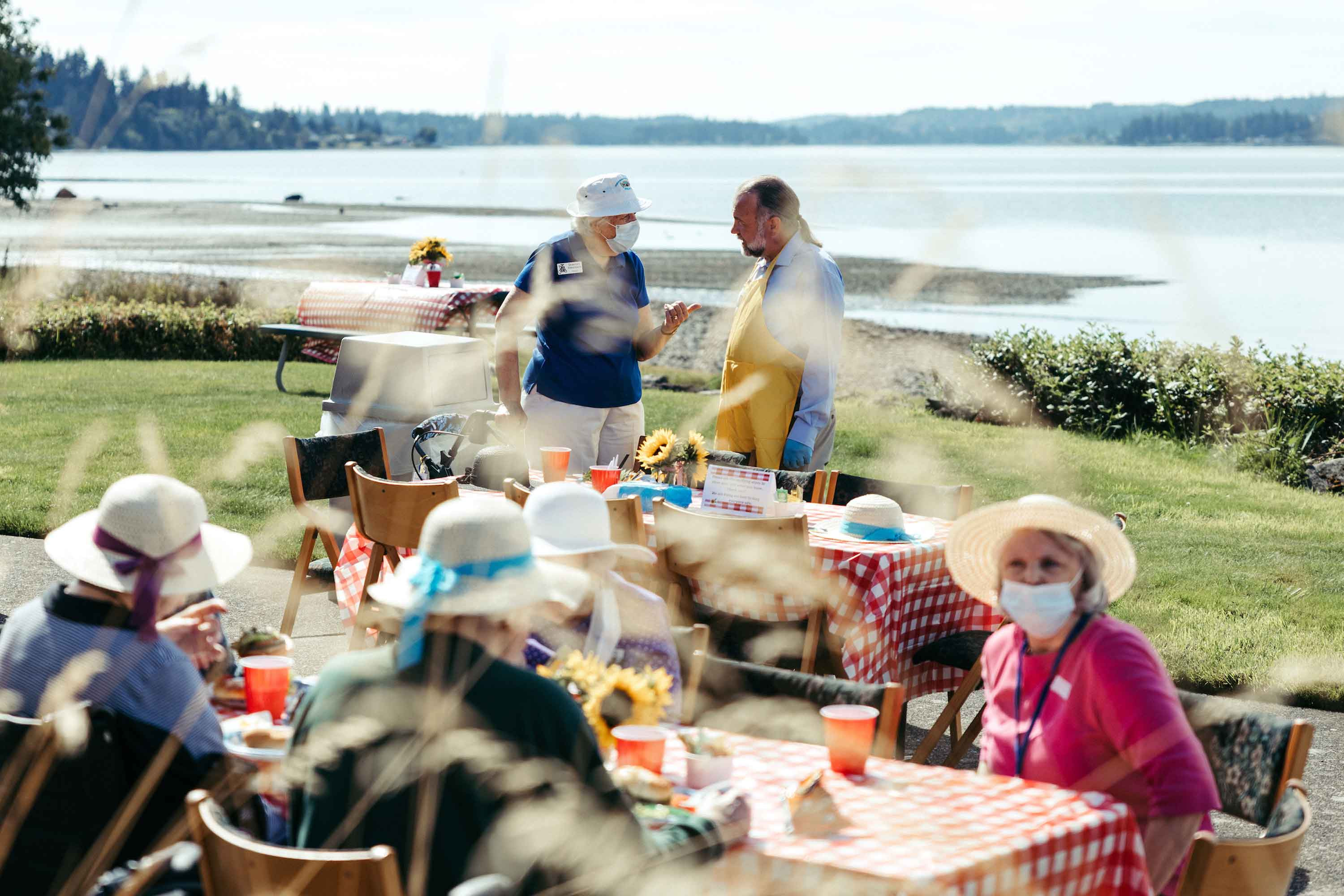 Afternoon picnic at Crista Shores on the patio facing the Dyes Inlet