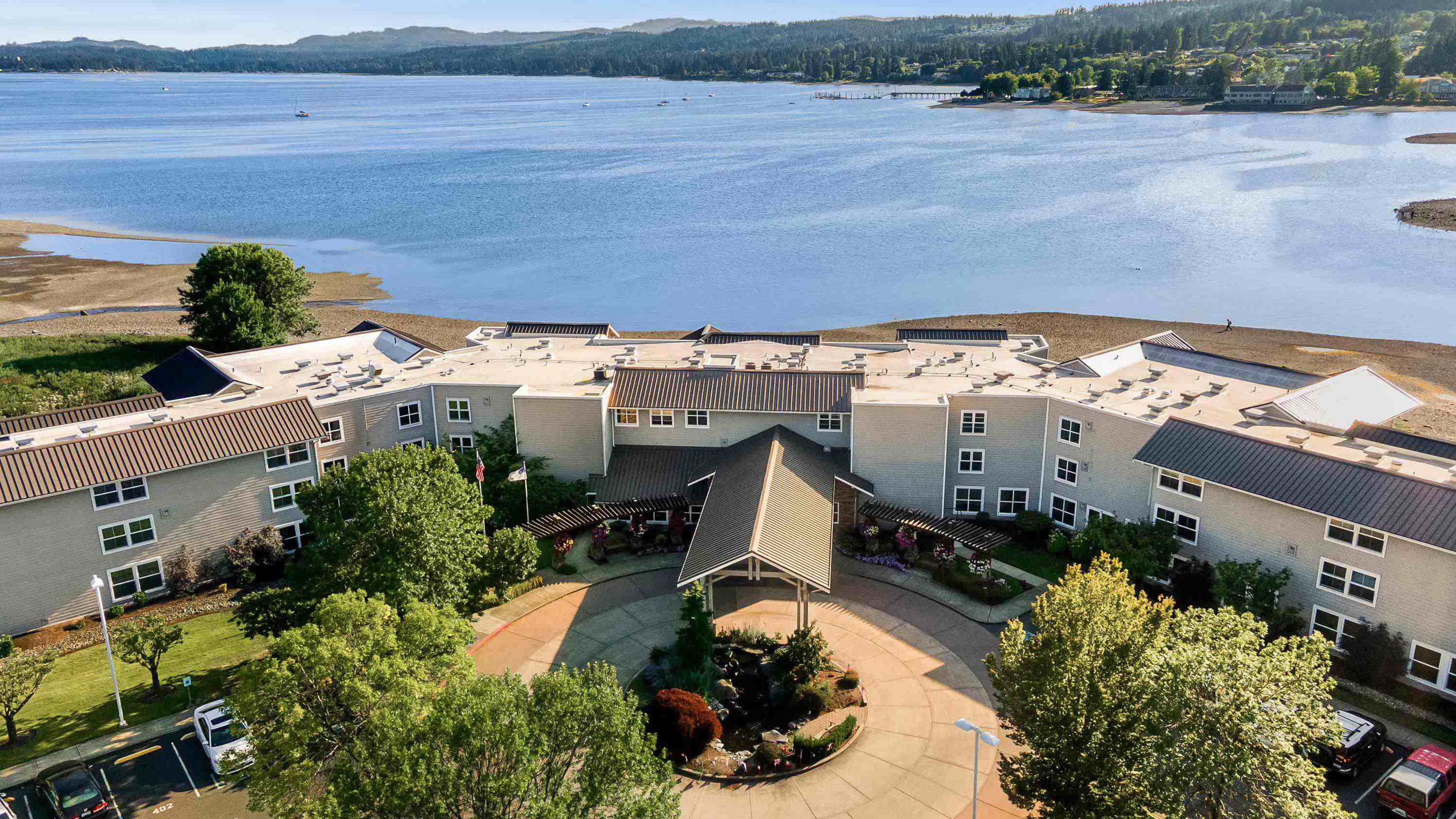 Aerial view of Crista Shores and Dyes Inlet, Silverdale, WA