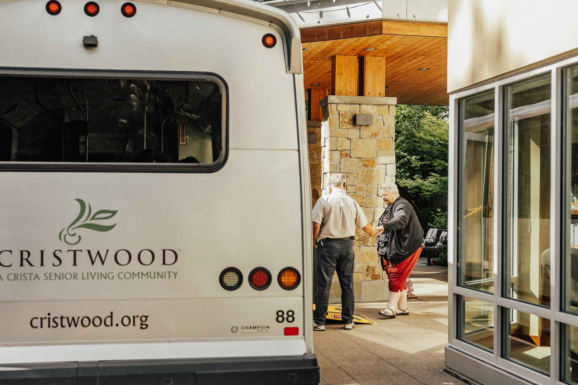 Boarding the Cristwood shuttle