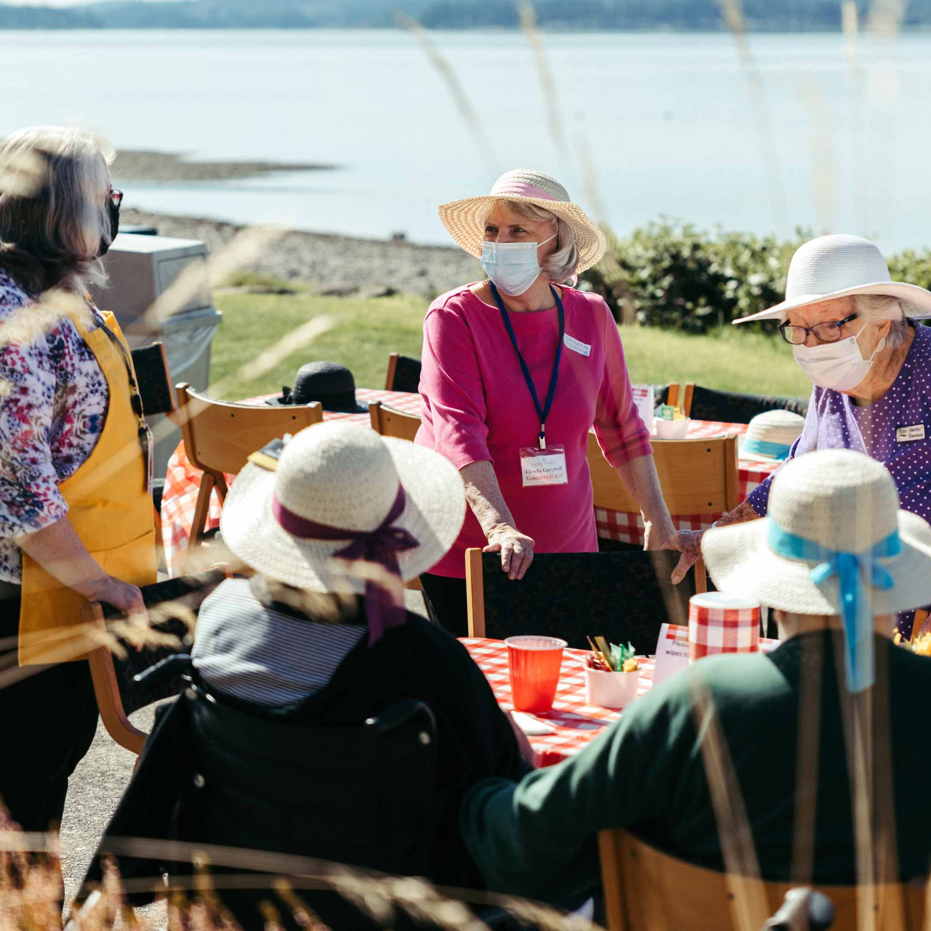 Women gathering on Crista Shores' patio