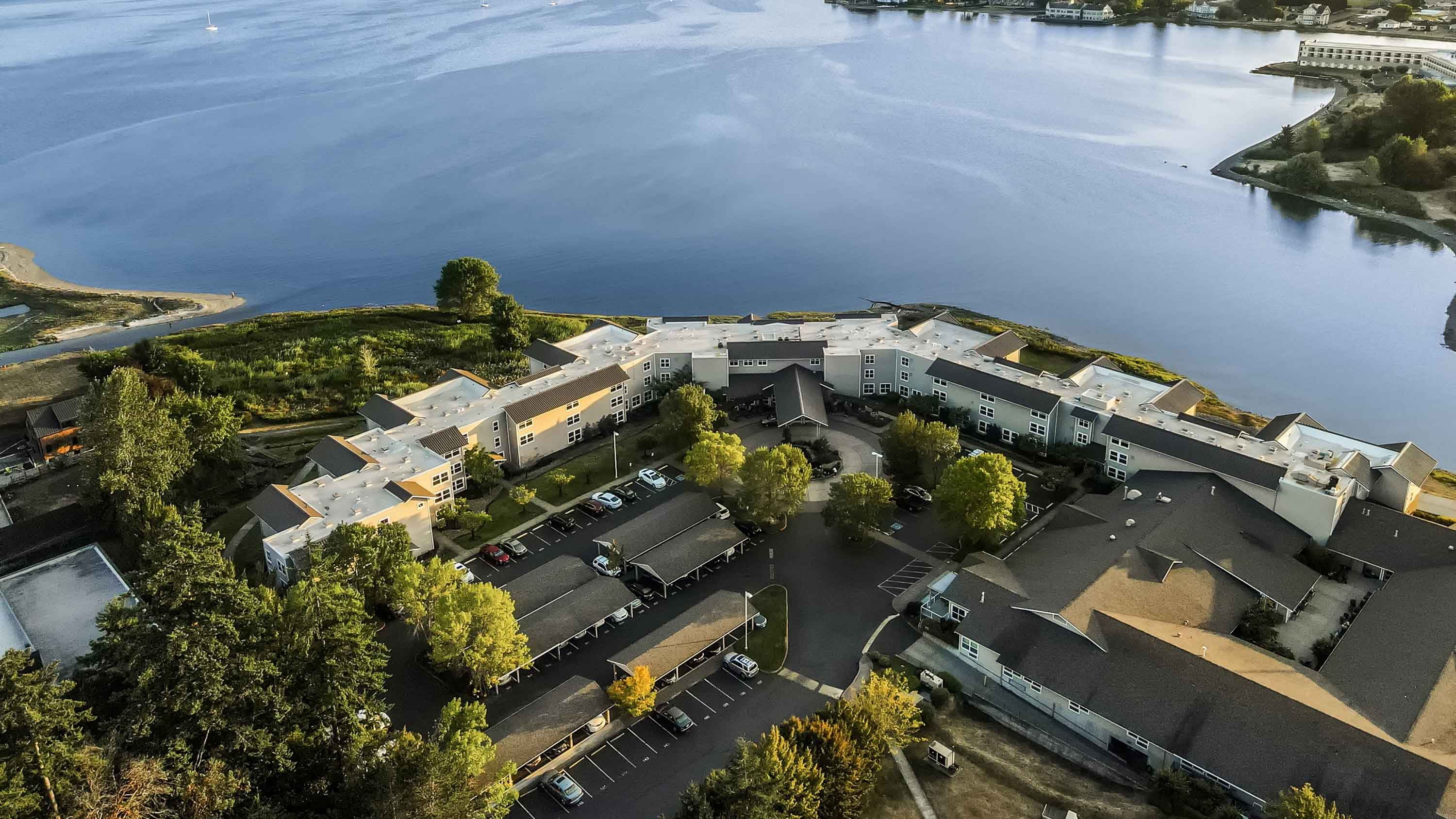 Aerial view of Crista Shores, Dyes Inlet, and Silverdale, WA