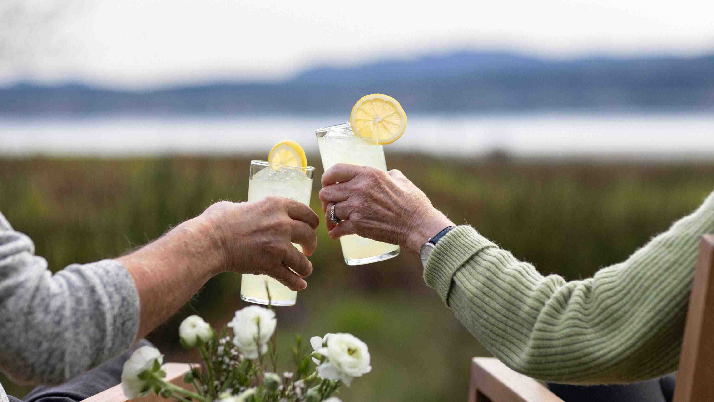 Seniors enjoy lemonade and a beautiful waterfront view