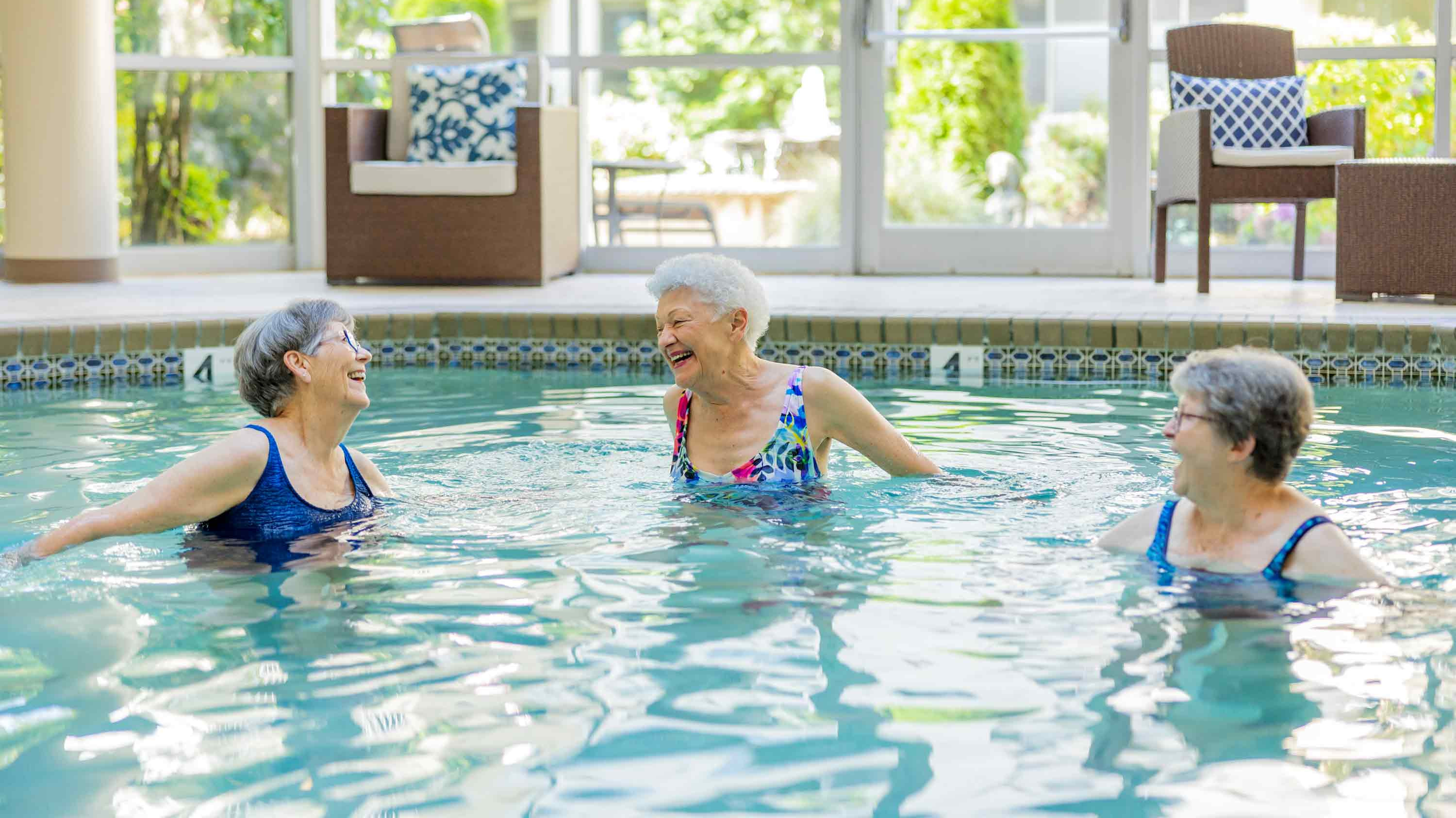 Residents enjoy exercise and good company in the pool